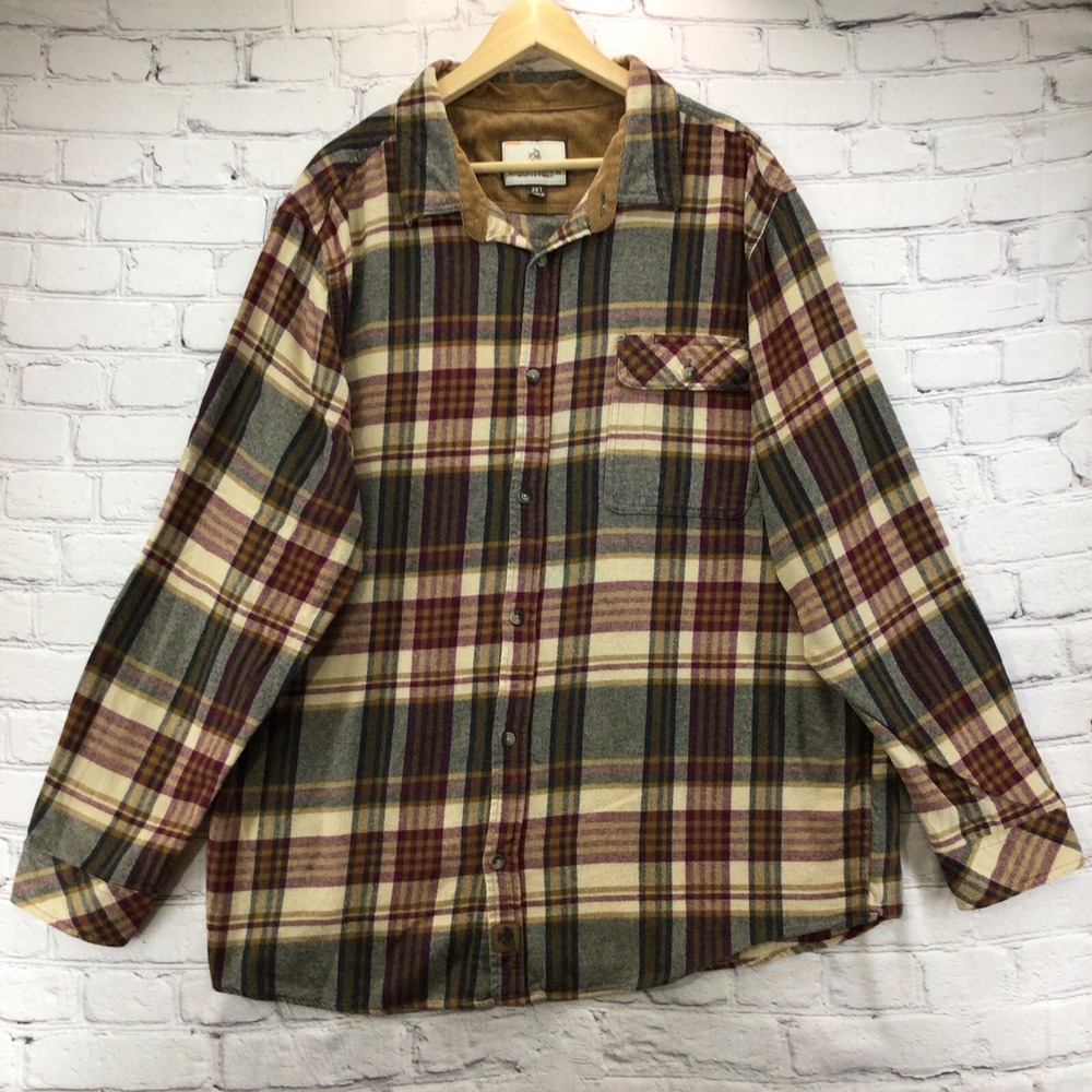 Legendary Whitetails Flannel Shirt Shacket Mens Sz 2XT Brown‎ Plaid